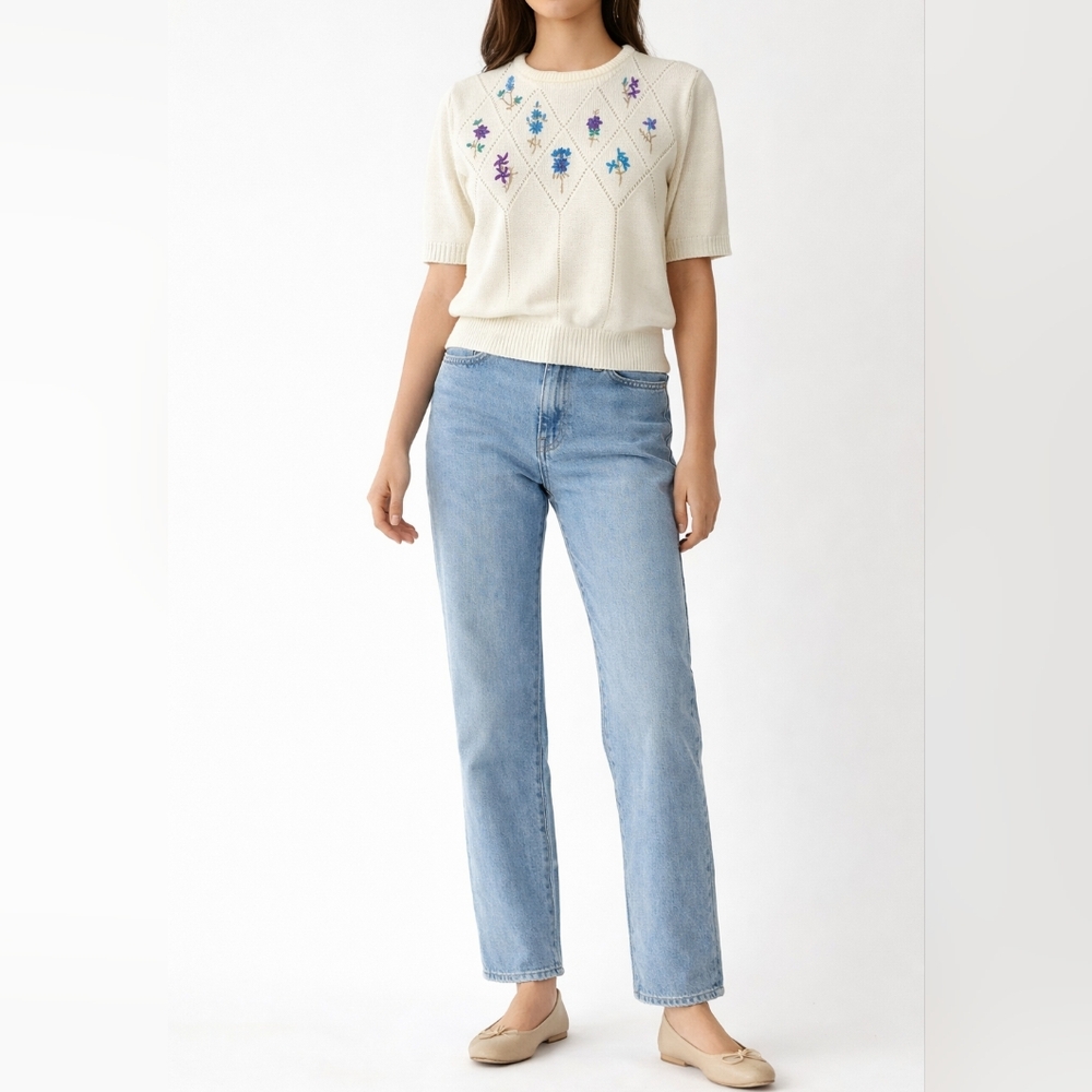 VINTAGE COUNTRY SUBURBANS Floral Embroidered Sweater | L | Retro Cottagecore